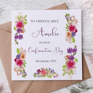 Tarjeta de confirmación personalizada para niño o niña, tarjeta de confirmación hecha a mano para hijo, hija, nieto, nieta, ahijado, ahijada