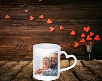 Heart handle personalised printed cup