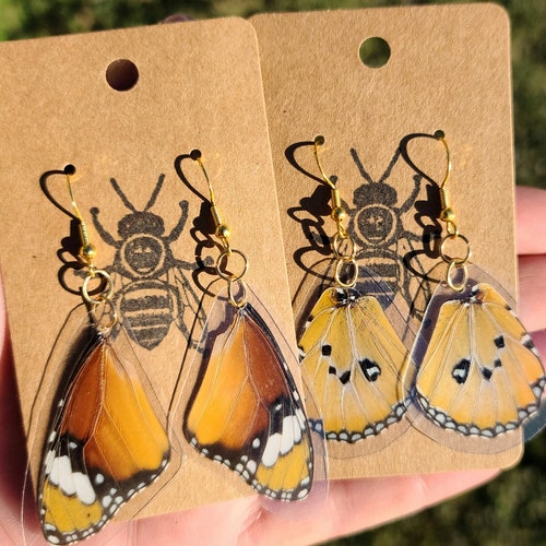Real Butterfly Wing Earrings// Sunset Moth Jewelry// Etsy