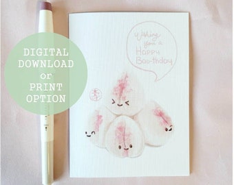 Bao Birthday Card - Chinese Bun Card- Food Pun Card - Cute Pun Card - Happy Birthday Greeting Card, Digital Download - Printed Greeting Card