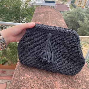 Handmade Raffia Pouch Clutch Bag For Women, White Wedding Purse, Bridal Party Clutch Bag, Straw Beach Bag, Raffia Clutch Bag