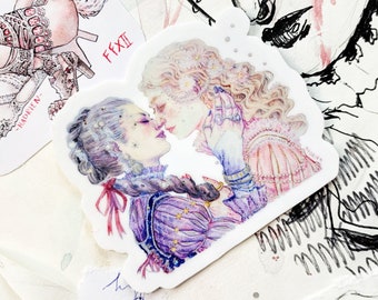 Lesbische "Two Lovers"-sticker - Queer Feministische sticker - Sapphische liefde - LGBT, bi en lesbische Pride-sticker - Feministisch cadeau