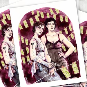 Fanart of "Bound" - Pride lbgt - Lesbian love - Sapphic feminist watercolor