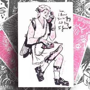 ORIGINELE TEKENING "Gay Fairy" (Reproductie beschikbaar) - Queer kunstwerk - Magische fee-illustratie (LGBTQ+) - Gay pride
