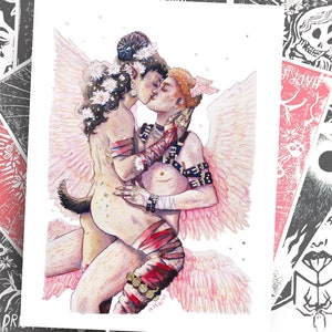 My King - Fairy feministische illustratie - Queer love pride artprint - Kunstwerk in aquarel en potloden