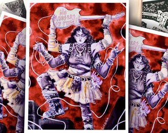 Illustration "No Abusers on Stage" - Feminist Rage - Rock Artwork - Punk Watercolor