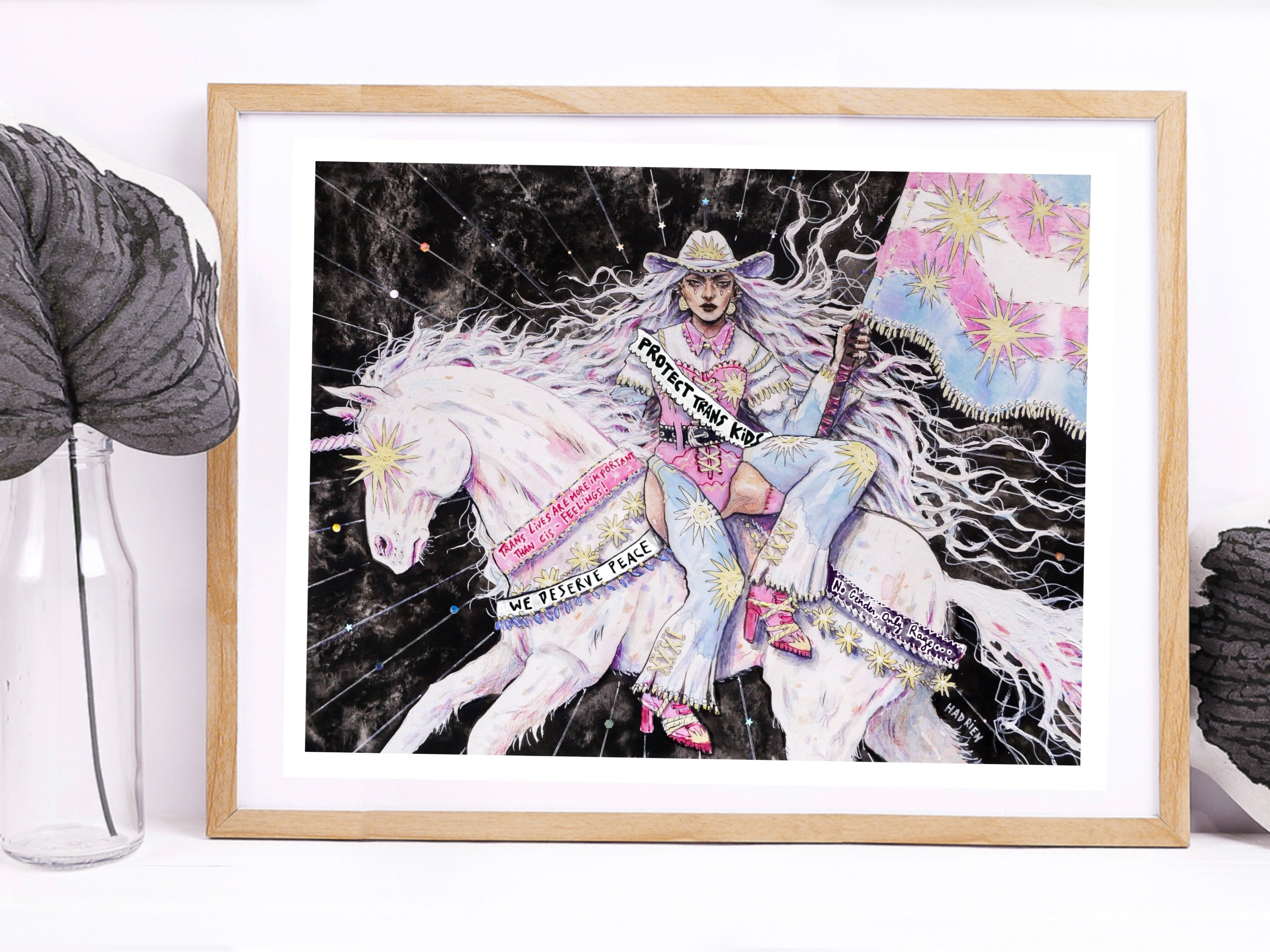 Illustration "Protect Trans Kids" - pride lgbtqia+ - Queer feminist watercolor