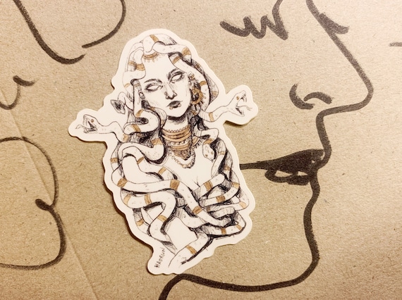 Sticker "Médusa" - Autocollant rage féministe Gorgone  - Sticker déesse serpent mythologie