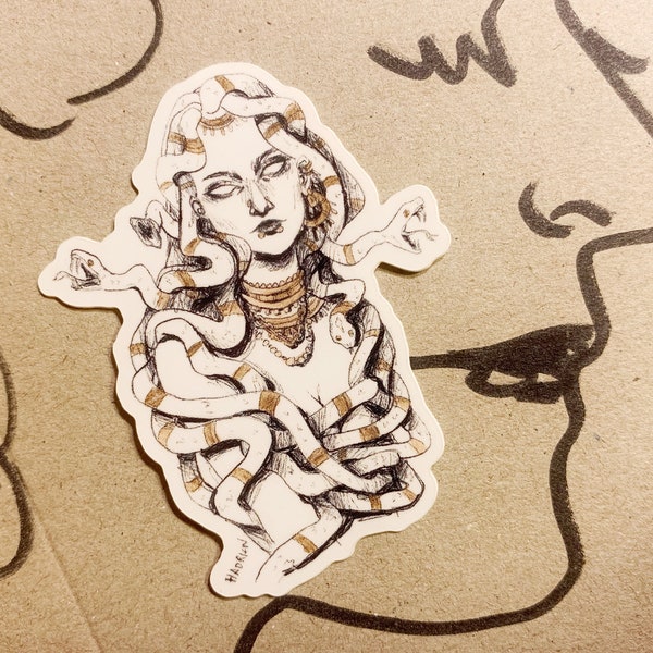 "Medusa" sticker - Gorgon feminist rage sticker - Mythology snake goddess sticker