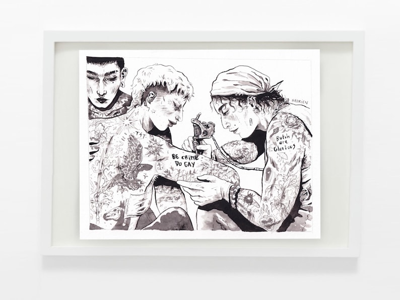 Illustration "Be Crime / Do Gay" - LGBTQIA+ Pride - Trans Queer Love - Feminist Drawing - Tattoo Artprint image 6