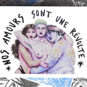 Illustration Nos Amours sont des Révoltes polyamour Pride lgbtqia Trans love Aquarelle queer féministe image 8