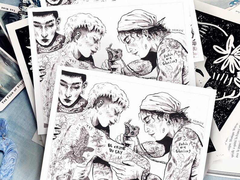Illustration "Be Crime / Do Gay" - LGBTQIA+ Pride - Trans Queer Love - Feminist Drawing - Tattoo Artprint image 8