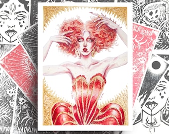 Fanart of Paloma from DragRace France - Watercolor portrait of Drag Queen - Illustration Queer / Gay Pride Poster - LBGTQIA+ art paint
