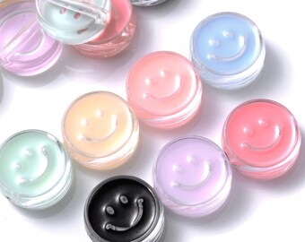 10pcs 21mm Transparent Clear Smiley Face Round Beads Spacer