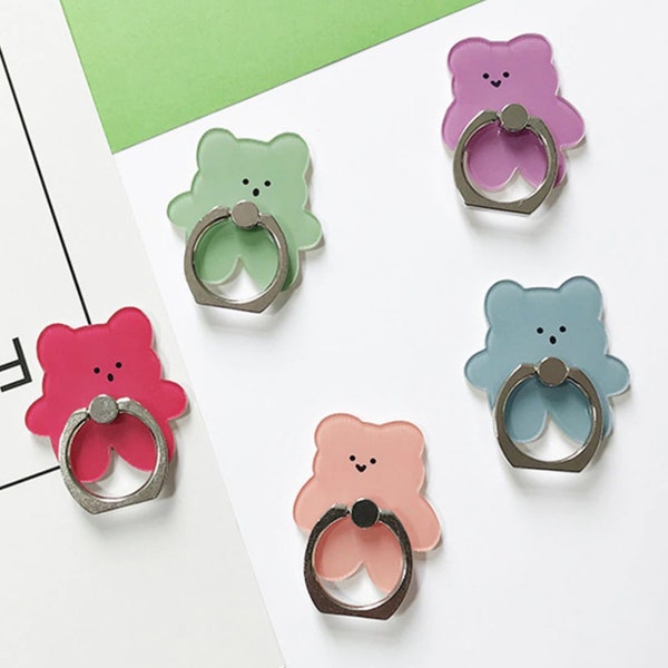 Cute Bear Ring Phone Finger Grip Holder Foldable Kick Stand for the Back of Phone