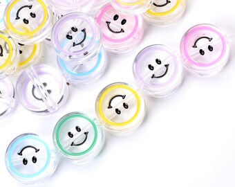 5pcs 25mm Transparent Clear Smiley Face Round Beads