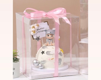 Caja transparente para pastel: juego de 10 cajas altas de exhibición (10,3 x 10,3 x 12,3)