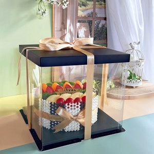10sets 10.2&#39;&#39;Lx10.2&#39;&#39;Wx 9.8&#39;&#39;H Clear Tall Cake/Gift Boxes,Transparent Box For Birthday,Wedding,Anniversary,Holiday Party And Any Occasion