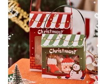 Christmas Cookie Boxes with Clear Window & Handle - 5 Pcs