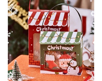 Christmas Cookie Boxes with Clear Window - Holiday Treat Packaging (10 Pcs)