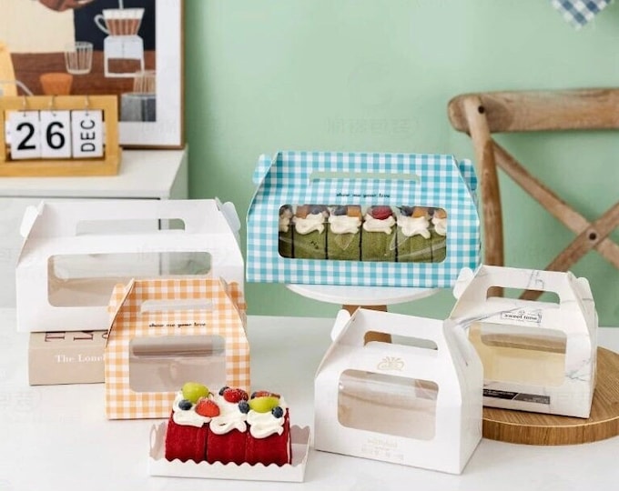 Pastery Window Bakery Boxes With Window & Handle: Cake, Pastry, Cookie Boxes - 10 Pack ...