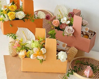 2 Sets Cake Flower Gift Boxes with 2 Pcs Small Clear Cake Boxes,for Mother’s Day,Valentine's Day,Birthday,Thanksgiving,Christmas,4 Colors