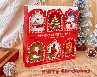 Christmas Candy Cookie Gift Box Set,Christmas Themed Treat Box with 6 Small Boxes,Perfect for Gifting,Party Favors,5 Sets