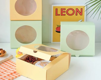Bakery Boxes with Window (10 Pcs): Pastry, Cookie, Cake Containers