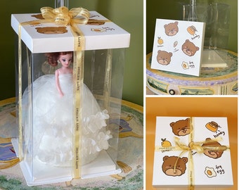 Clear Cake Gift Boxes with Bear Lid: 3-Tier Party Display (2 Sets)