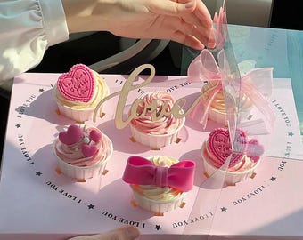 10 cajas transparentes para cupcakes con insertos rosas en forma de corazón, cajas transparentes para muffins, para el Día de la Madre, cumpleaños, Acción de Gracias y Navidad.