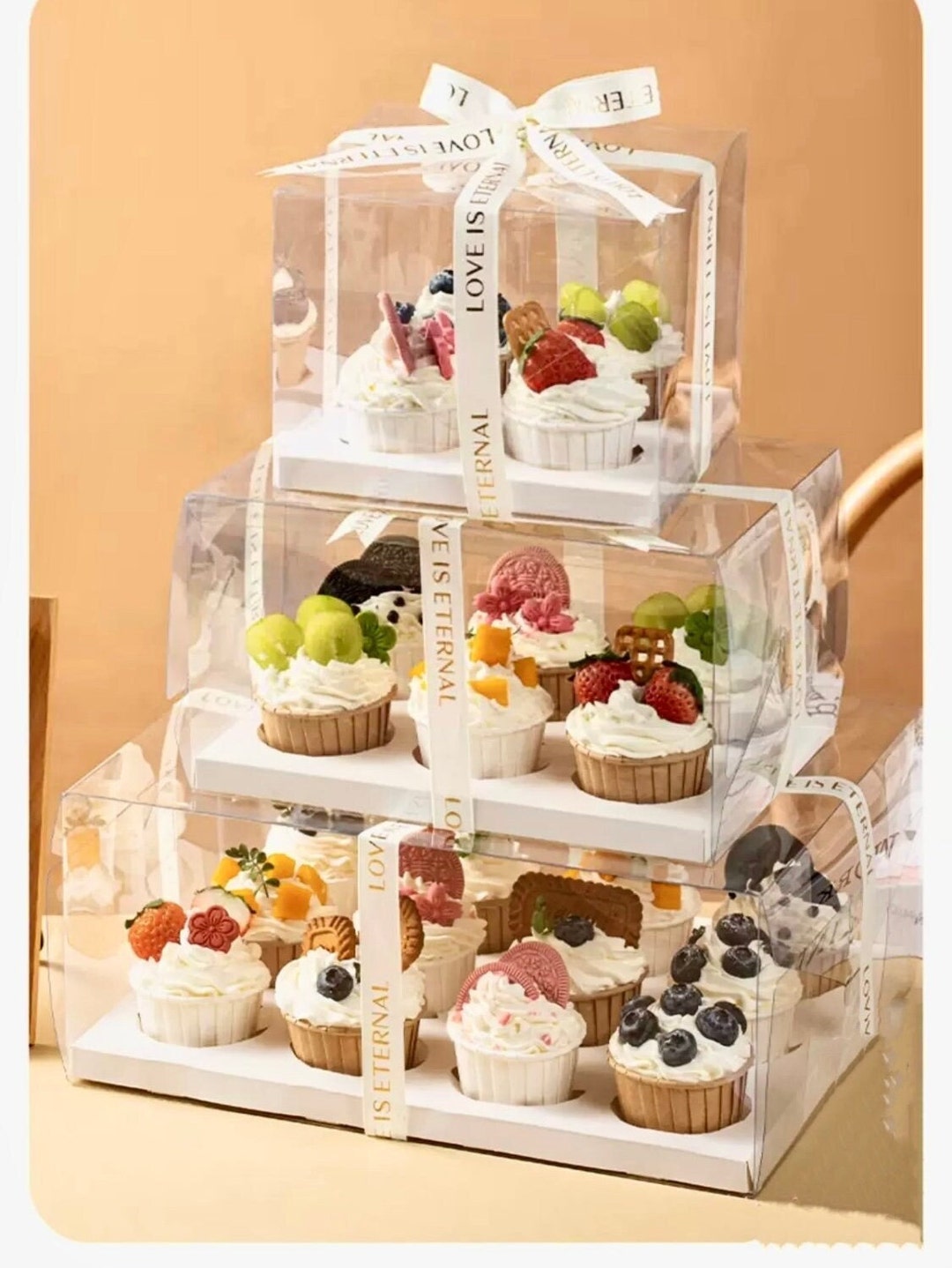 50 Scatole Per Cupcake Individuali Con Finestra E Inserti, Cartone Bianco 9,5x9,5x11cm, Per Feste E Matrimoni