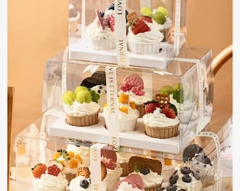Clear Cupcake Boxes with White Insert: 4, 6, 12 Hole (10 Sets)