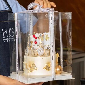 Clear Tall Cake/gift Box With Ribbon (5 Sets, 12x12x13.4'') - Etsy