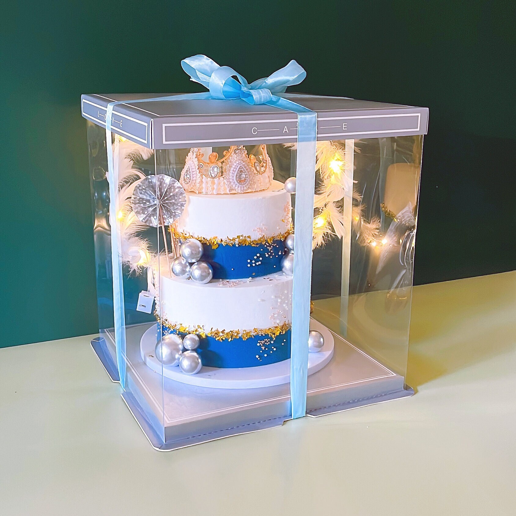 2sets 12''lx12''wx13.4''h Tall Clear Cake/gift Boxes With