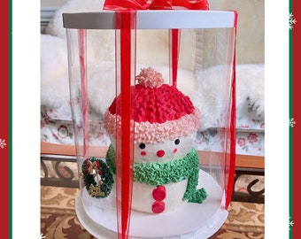 Caja alta transparente para pasteles, 26,4 cm de diámetro x 33 cm de alto, incluye cinta.