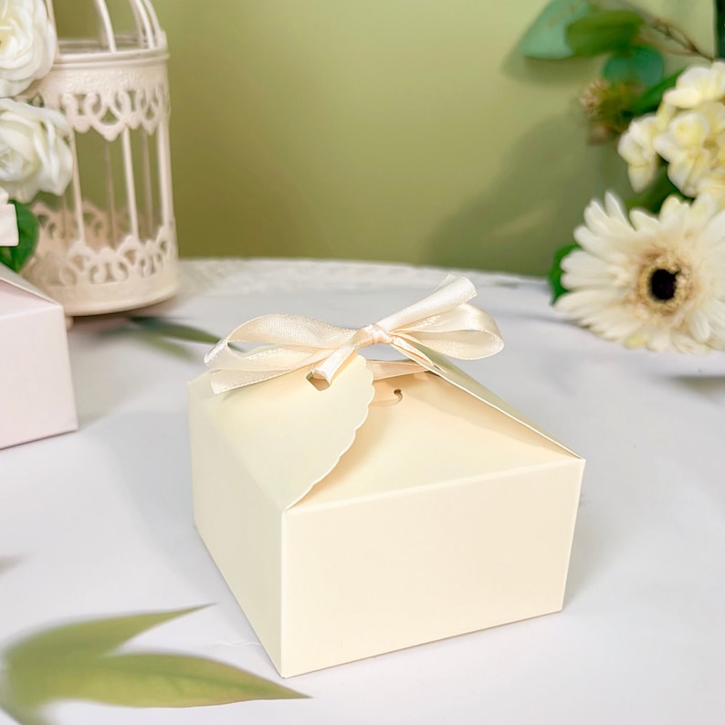 Pastel Ribbon Box 20 Pastel Party Favor Boxes With Beige Ribbon: Wedding, Shower ...