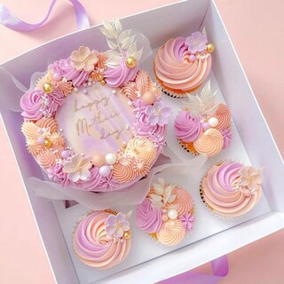 Purple Cupcakes – Scatola Per Bouquet Di Cupcake Con Vassoio E Fiocco Lilla (Confezione Da 5)