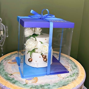 2 Sets 3 Tier 12&#39;&#39;Lx 12&#39;&#39;Wx 13.4&#39;&#39;H Clear Tall Cake/Gift Boxes With Ribbon,Transparent Box For Birthday,Wedding,Holiday Party,Any Occasion