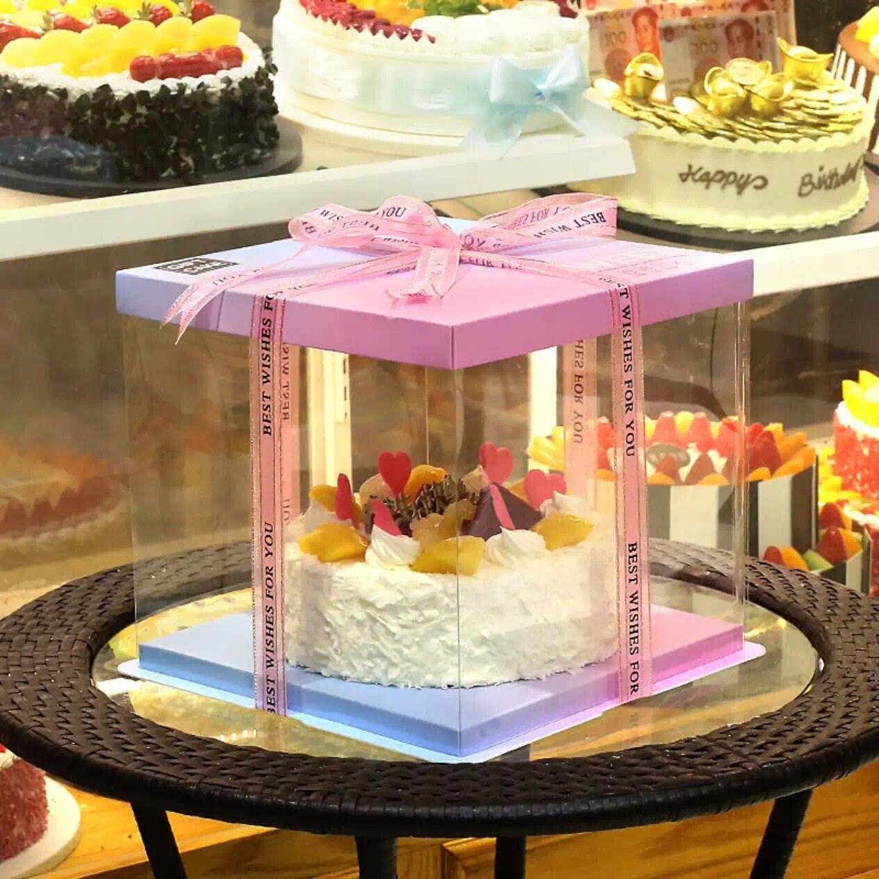 2 Tier Clear Cake Box: Rainbow Packaging With Ribbon - Etsy