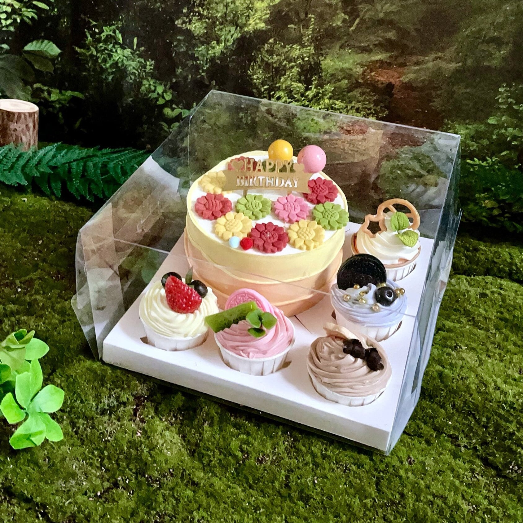 JCD 8-Pack Valentine's Day Bento Cake & Cupcake Box Combo - Clear Window, Holds 1 Cake & 5 Cupcakes - View #4