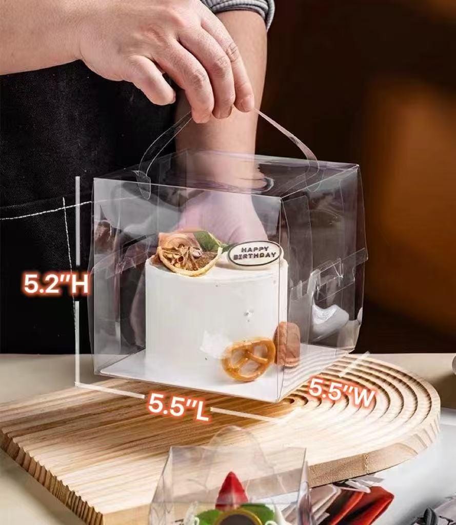 2 Sets Cake Flower Gift Boxes With 2 Pcs Small Clear Cake Boxes