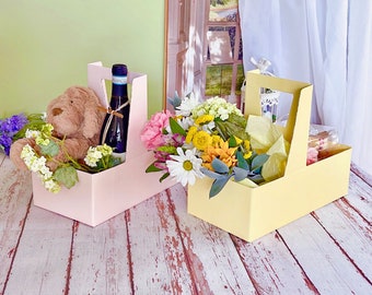 2 Sets Cake Flower Gift Boxes with 2 Pcs Small Clear Cake Boxes,for Father’s Day,Valentine's Day,Wedding,Birthday,Anniversary,Holiday Party