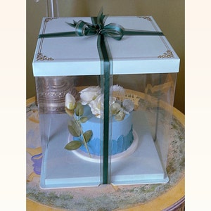 2sets 3tier 12&#39;&#39;x 12&#39;&#39;x 13.4&#39;&#39; Tall Clear Cake & Gift Boxes With Ribbon(Random Color),Transparent Boxes for Birthday,Wedding Packaging
