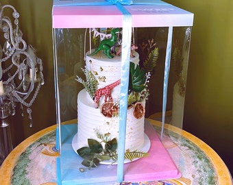 5 cajas altas transparentes para pasteles, expositor de pasteles de varios niveles (31,75 x 31,75 x 47,9 cm)