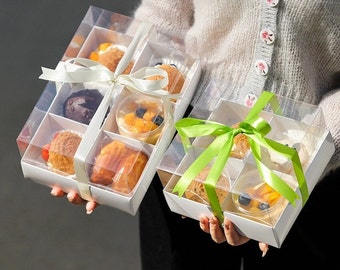 Bakery Boxes with Clear Lids: 4 or 6 Hole Cupcake Boxes, 10 Sets