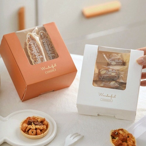 60 Pack Bakery Boxes With Windows - 6x6x3 Inch Black Cookie & Macaron Boxes, Sturdy Treat Boxes For Baked Goods