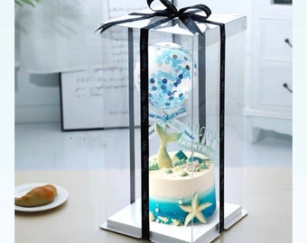 Cajas altas transparentes para tartas (5 juegos): Exhibición para fiestas de cumpleaños y bodas