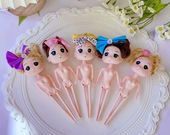 5 adornos para tartas de muñecas: muñecas de 7 pulgadas con extremidades móviles