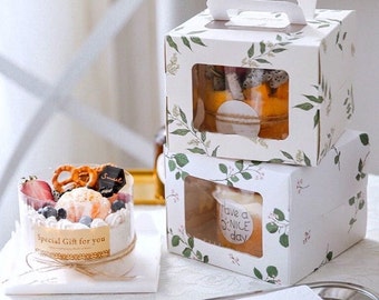 Floral Mini Cake Boxes with Clear Window (5.5x5.5x4.5"H) - 10 Pack