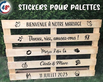 Stickers personnalisés pour palette de bienvenue Mariage Champêtre et bohème Décoration unique